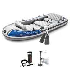 Intex Excursion 5 Inflatable Fishing Boat Set with Transom Mount Trolling Motor picture