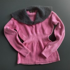 RARE Antique VTG 1900s Edwardian Pink Grey Sweater Coat Mohair Collar XS-M picture