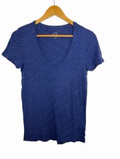 J. Crew Womens Vintage Cotton V Neck T Shirt Short Sleeve Blue Size Small NWT picture