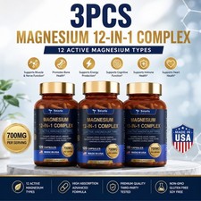 3-Bottle Totaria Magnesium 12-in-1 Complex 700mg Dietary Supplement picture