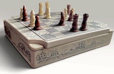 Vintage Comoy’s of London Scrimshaw Chess Set | Nautical | Made in England EUC picture