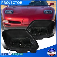 Fits 1997-2004 Chevy 97-04 Corvette C5 Smoke Dual Projector Headlights Lamps picture