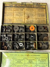 Vintage 1931 Handy Andy Sexauer No 2 & No 6 Plumbing Parts Tins Lot picture