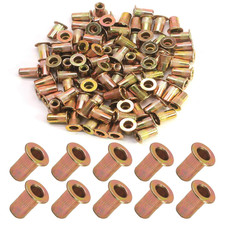 100Pcs M4 Rivet Nuts, Carbon Steel Rivnut Flat Head Threaded Insert Nut Knurled picture