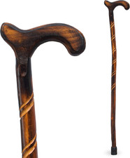 Wood Cane - 36 Inch Natural Wood Walking Stick - Handcrafted Wooden Offset Canes picture