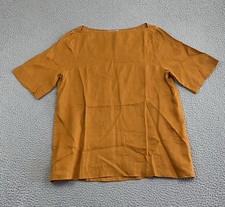 COS Womens 100% Hemp Top Shirt Size 6 in Saffron Chic Coastal Summer Boat Neck picture