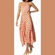 Joie Sloane Size 8 Halter Neck Maxi Dress Flowy Tiered Floral Boho Beach Summer picture