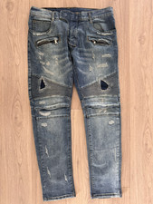  Balmain Paris Mens 32x31 Biker Moto Jeans  Distressed ✨ON SALE✨ picture