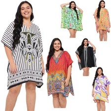 Women Tunic Top Plus Size Beach Resort Wear Boho Loose Fit Cover Up Short Kaftan picture