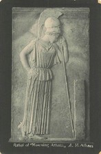 Mourning Athena Relief Ancient Greece Athens RPPC Postcard c1910s picture