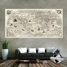 Huge large Banner World Map Print Wall Poster 1565s Navigate Monsters 32x64 Inch picture