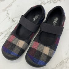 KEEN Wool Sienna Mary Jane Shoes Womens 7.5 EU 38 Black Blue Red Slip On picture