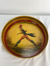 Peter Ompir Signed Metal Tray Folk Art Hand Painted Colonial Man Wine picture