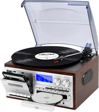 9 in 1 Vintage Record Player for Home with Two-Way Bluetooth, 3 Speed Turntable picture