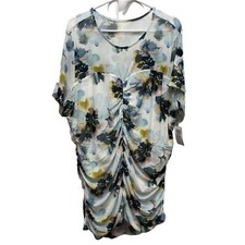 Torrid womens shirt size 4X (26) floral ruffle ruched blouse  short sleeve new picture