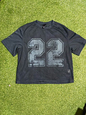 H&M Men's Black Graphic Logo Crew Neck Short Sleeve Mesh Oversized T-Shirt L picture