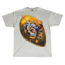 Looney Tunes Taz Tasmanian Devil Burst Football T-Shirt Men XL NWT Vintage 1997 picture