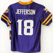 NFL Team Apparel Minnesota Vikings Jefferson #18 Youth M- Medium Purple Jersey picture