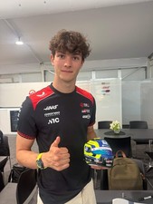 2025 Oliver Bearman Signed Haas 1:2 Scale F1 Helmet picture