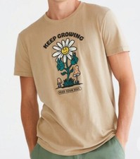 Aeropostale Keep Growing Daisy T-Shirt Men's Size Large Short Sleeve Beige  picture