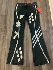LeMore Amazing deadstock NWT vintage 80s /90s flare jeans with metallic picture