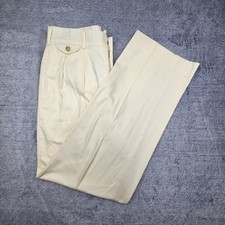 Vintage Brooks Brothers Double Pleated Pants Mens 32x31 Cream Trousers USA Made picture