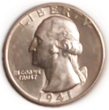  1941-S Washington Silver Quarter 25C US Coin Brilliant Uncirculated Free Post  picture