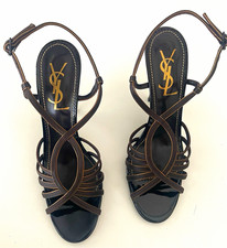RARE VINTAGE YSL LOULOU 105 SANDAL SATIN DUCHESS HEEL. Size 39 BRAND NEW IN BOX picture