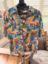 Kahala Hawaiian Islands Men’s Large Wine Vineyard Aloha Shirt Made in Hawaii picture