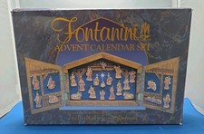 VTG Fontanini Advent Calendar Nativity Set Wooden Stable & Ornaments 1993 picture