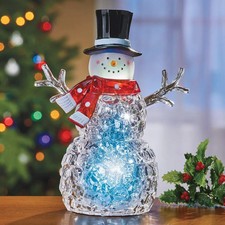 LED Lighted Color Changing Frosty Snowman Christmas Figurine Tabletop Home Decor picture