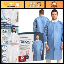 Disposable Lab Coats 10-50 Pack | Adult Lab Coats with Knit Cuffs & Pockets, S-5 picture
