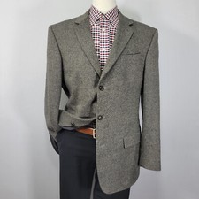 Merona Men's Tweed Sport Coat Blazer Three Button Brown Herringbone Wool Sz 44L picture