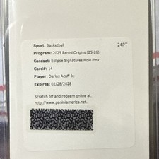 2025-26 Origins Darius Acuff Jr Eclipse Signatures Holo Pink Auto /25 Redemp. picture