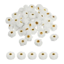50Pcs Pom Pom Beads, Faux Fur Fuzzy Spacers Bead with 4mm Hole, White picture