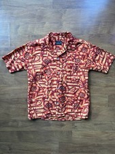 Vintage Fred Richards 1950s 60s Shirt Men’s S Red Orange Floral Hawaiian Aloha picture