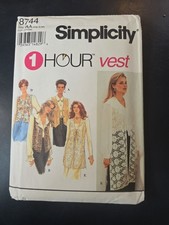 Simplicity 8744 Misses 1-Hour Lined Vest Easy Vintage 90s XS-M Uncut FF picture