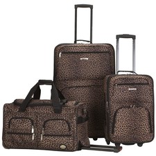 Rockland Vara Softside 3-Piece Upright Luggage Set, One Size, LEOPARD  picture