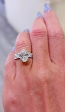 4.90 Ct Oval-Cut EF/VS1 Lab Grown Diamond Engagement Ring Set 14k White Gold picture