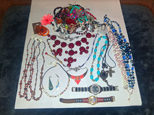 Massive Vintage Jewelry Lot 45+ Pcs, OWT Porcelain Necklace, Watches, & More picture