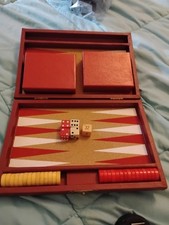 Super rare MINI Set Of 29 Vtg Red & Butterscotch Bakelite Backgammon Chips picture