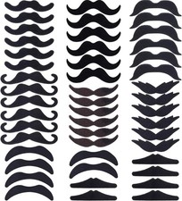 8 Unique Styles of 48 Pcs Fake Mustaches - Easy Adhesive Costume Accessory picture