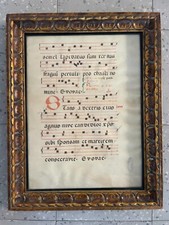 Antique Illuminated Gregorian Chant Manuscript on Vellum Framed Medieval Choir picture