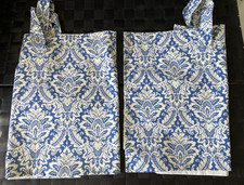 2 Waverly Donnington Cornflower Blue White Damask Tie-Up Shades–52