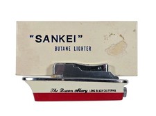 VTG Sankei Figural Boat Butane Lighter in Original Box Queen Mary picture