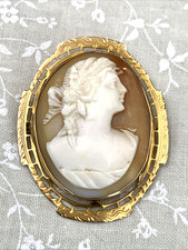 Vintage Antique 10k Yellow Gold Cameo Brooch 6.2g 38.6 x 30.6 mm picture