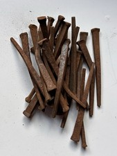 Antique Square Cut Coffin Nails, Rusted, 30 pieces picture