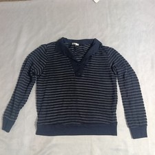 LAMade Polo Sweater Size M Blue Striped Long Sleeve picture