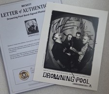 DROWNING POOL SIGNED PROMO PHOTO BECKETT LOA BAS COA 8X10 MUSIC BAND AUTOGRAPHED picture