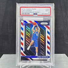 Panini 2018-19 Prizm Luka Dončić #280 Red White & Blue RC - Auto PSA 9 picture